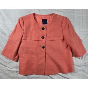 J.Crew Womens Retro Twill Jacket Cotton Hemp Blend Lined Textured Coral Size 8
